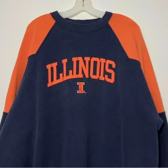 ILLINOIS Fighting Illini Vintage 80s 90s Embroidered Crew Sweatshirt Size 2X XXL